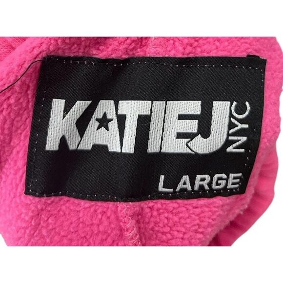 Katie J NYC Dylan Sweatpants Pink Tart Raspberry Large Joggers Casual Barbie - Picture 6 of 6